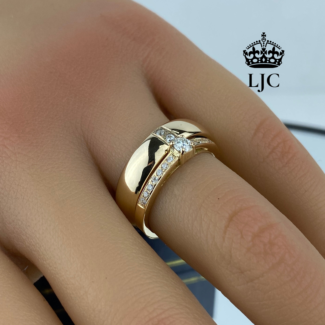 Anillo de matrimonio "Trilogía Bilbao + Pave clásico"