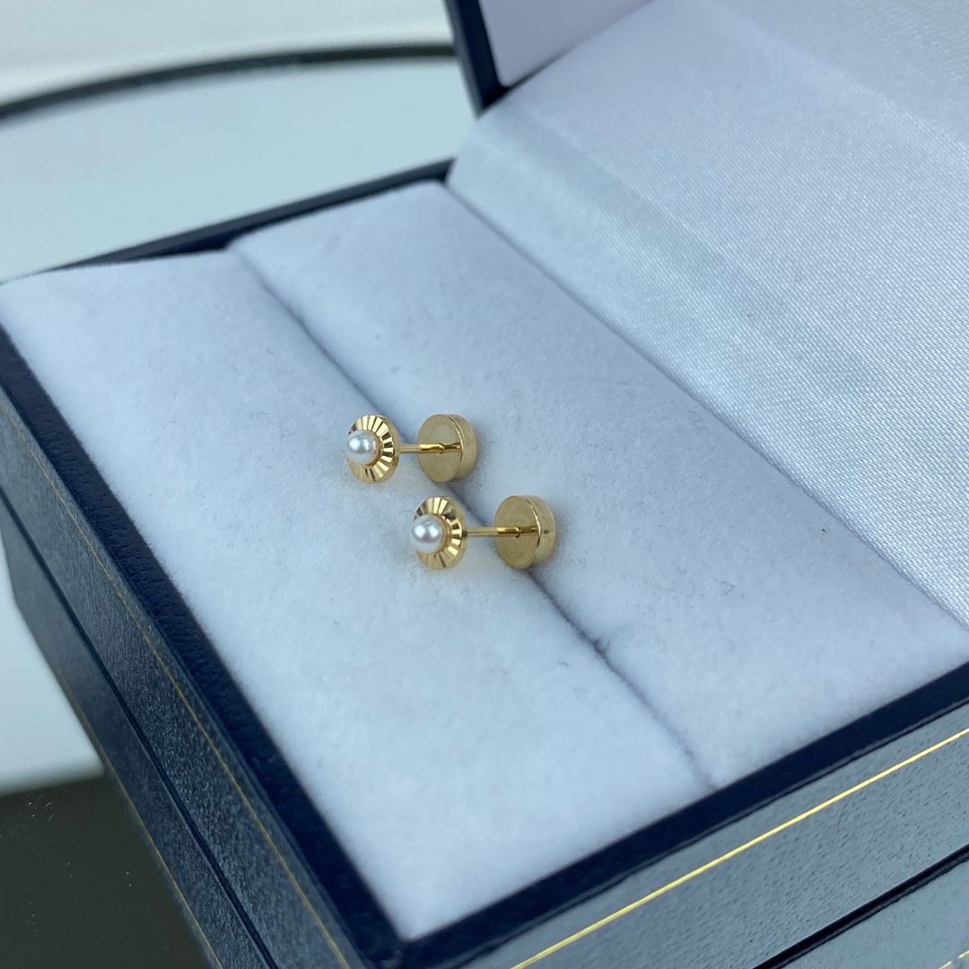 Aros Abridores Perlas - Oro 18 Kilates