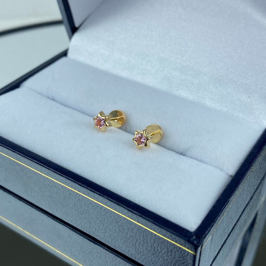 Aros Abridores Estrellas - Oro 18 Kilates