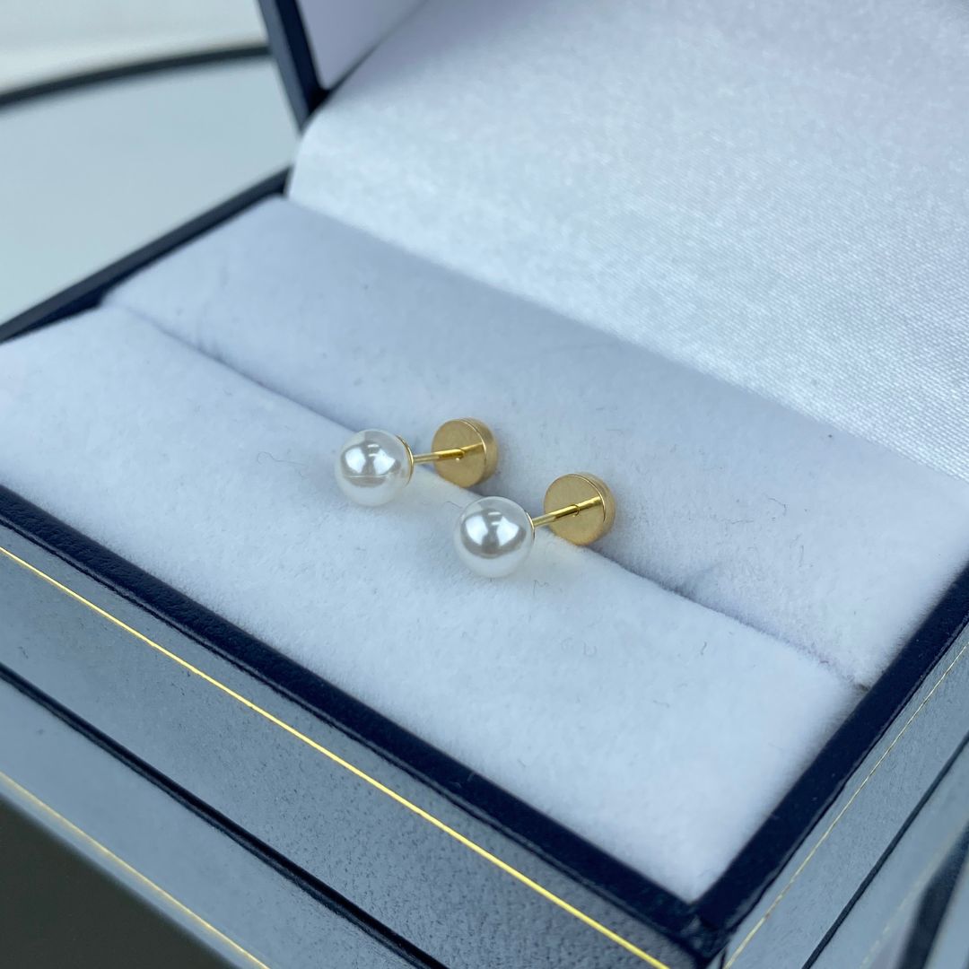 Aros Abridores Perla - Oro 18 Kilates
