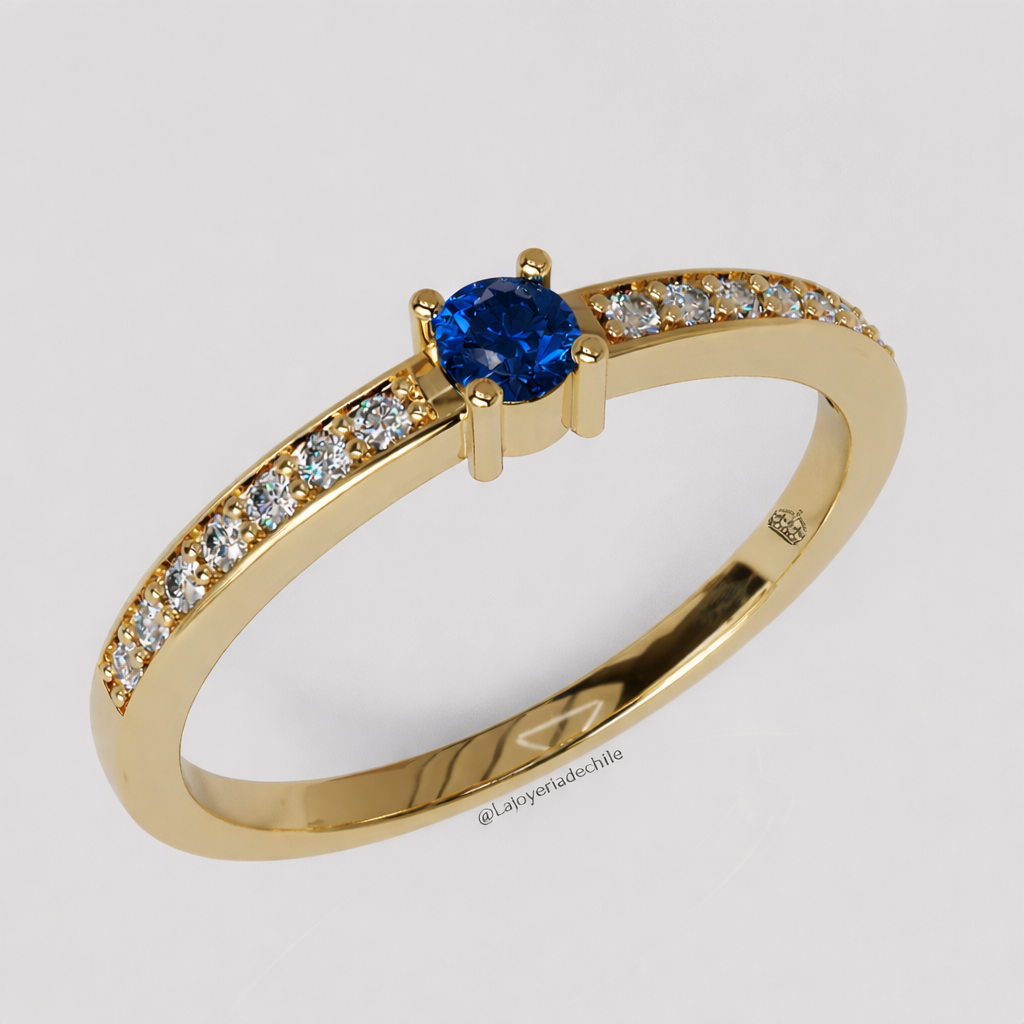 Anillo de compromiso Pave Clásico Esmeralda