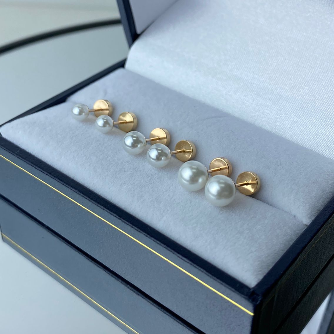 Aros Abridores Perla - Oro 14 Kilates