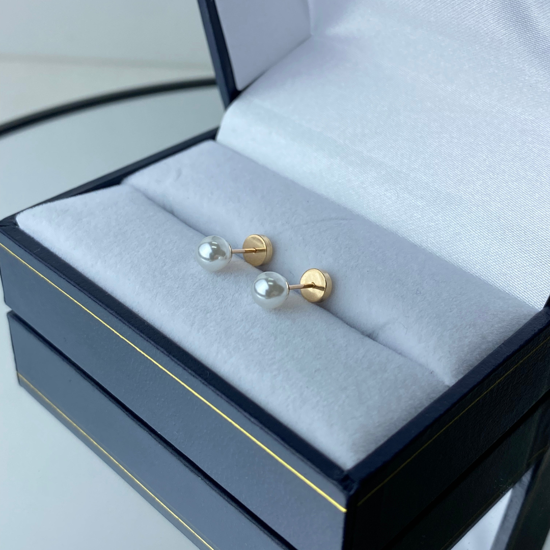 Aros Abridores Perla - Oro 14 Kilates
