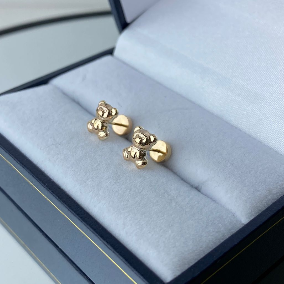 Aros Abridores Osito - Oro 14 Kilates