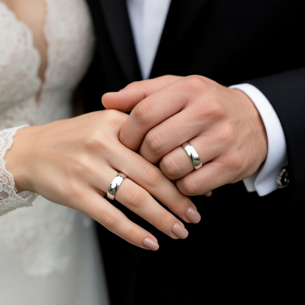 Anillos de matrimonio de Plata modelo Media Caña